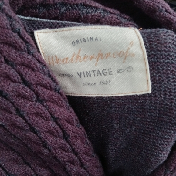 Weatherproof Sweater Men Large Vintage Shawl Collar Sweatshirt Maroon - Picture 5 of 5